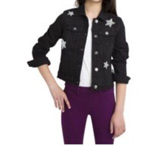 Jacket girls new size XS 4/5 denim black sequins Wonder Nation 75% cotton